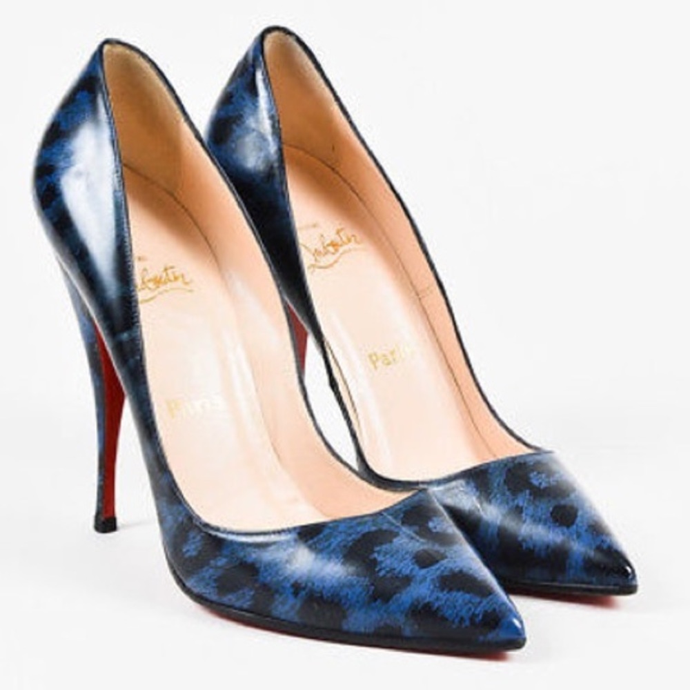 CHRISTIAN LOUBOUTIN Blue Leopard Pumps